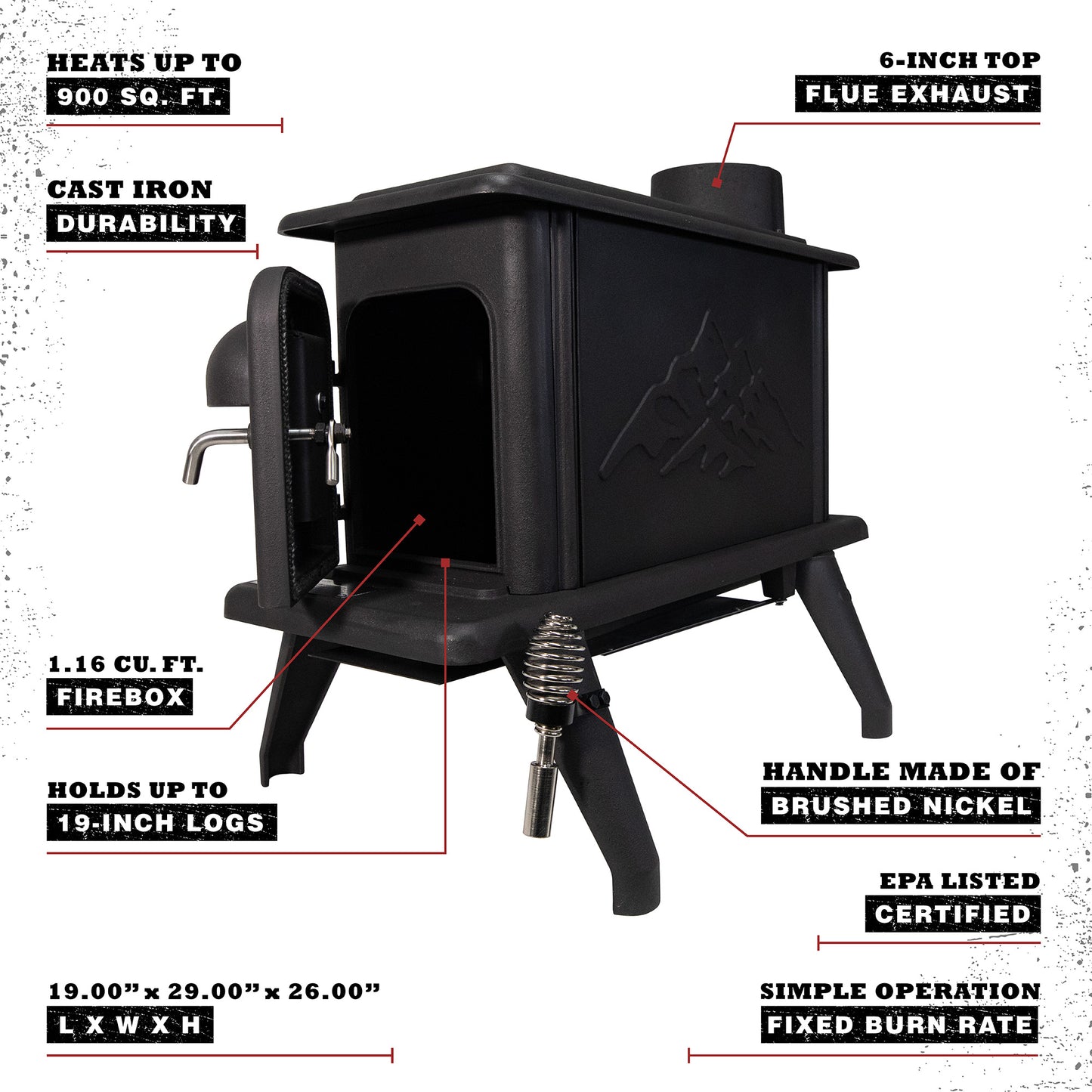 ERIE SINGLE BURN RATE WOOD STOVE